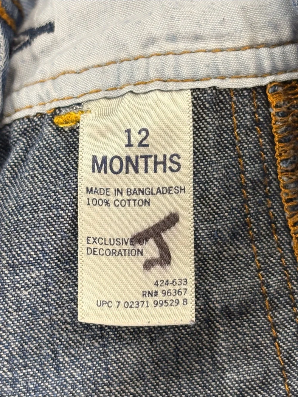OshKosh B'gosh Y2K Dark Blue Denim Overalls for Kids 12 Months 100% Cotton